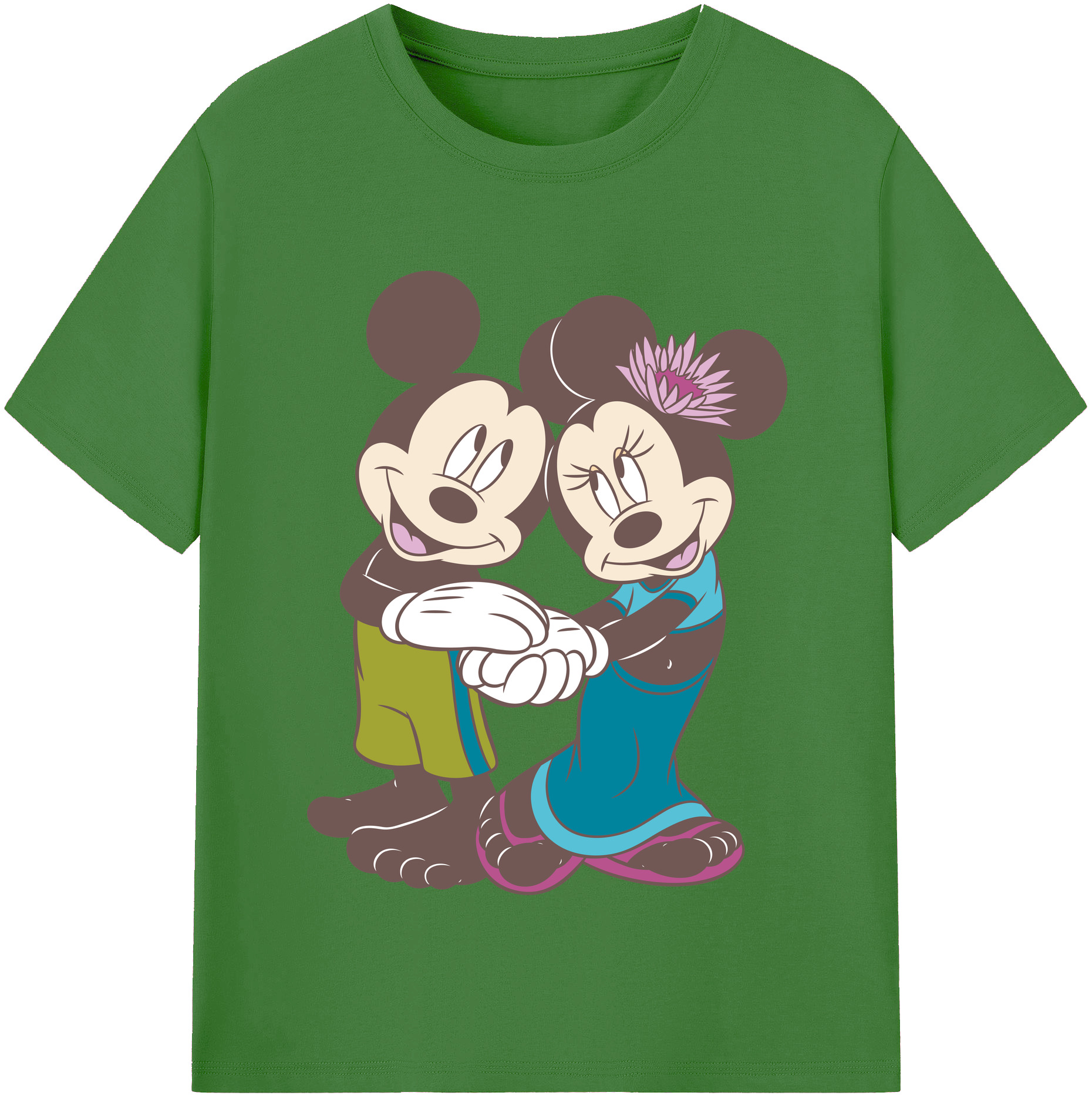 （画像用） ミッキーマウス Mickey Mouse レディースカジュアルプリントTシャツ（綿100％）